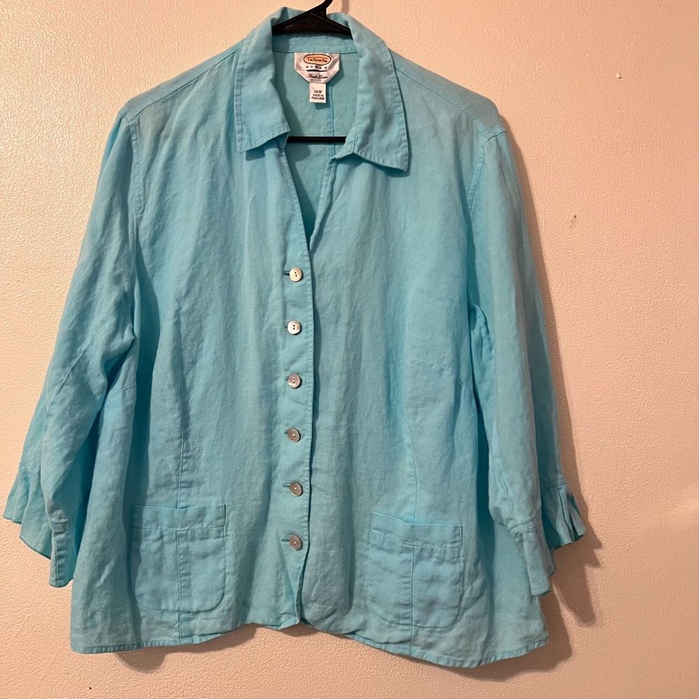 Talbots Womens button down blue shirt size 16W *